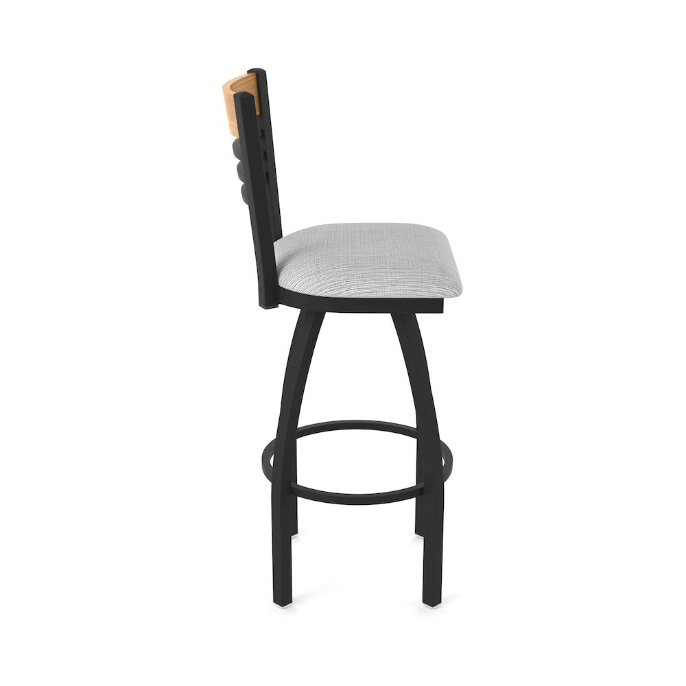 36" Swivel Extra Tall Bar Stool, Black Wrinkle Finish, Medium Back