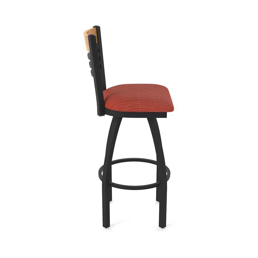36" Swivel Extra Tall Bar Stool, Black Wrinkle Finish, Medium Back