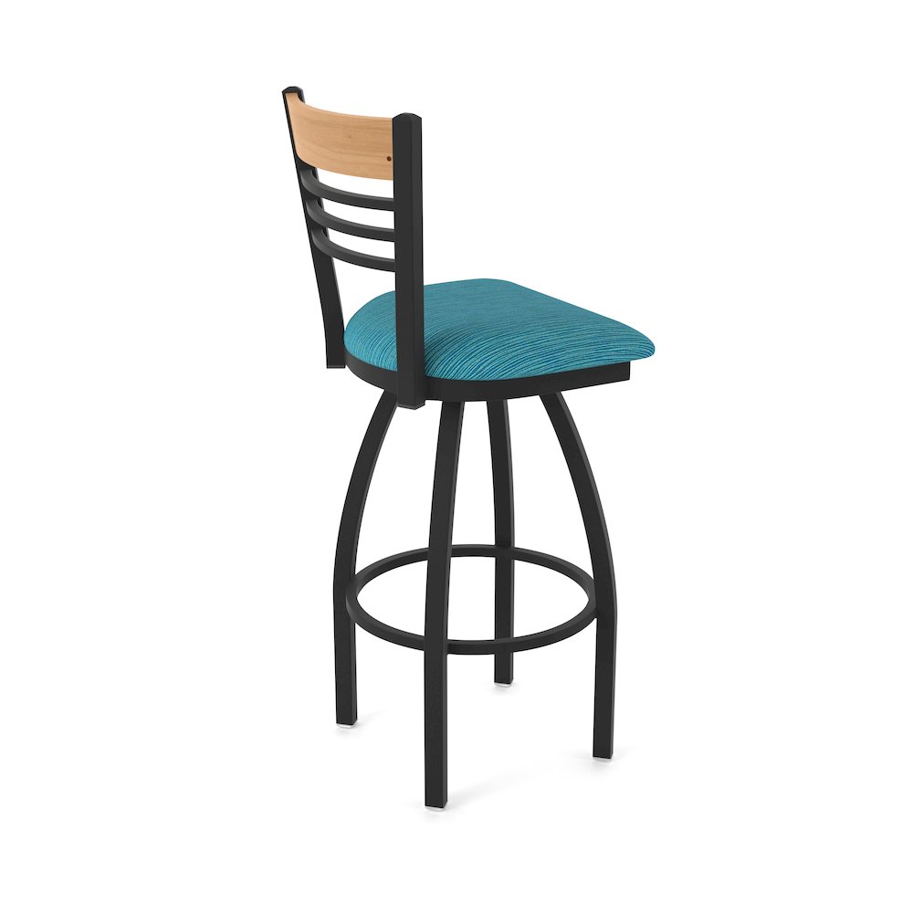 36" Swivel Extra Tall Bar Stool, Black Wrinkle Finish, Medium Back