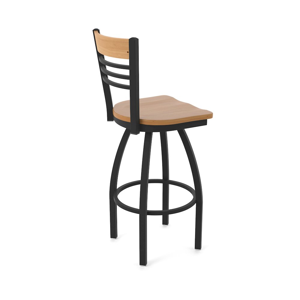 36" Swivel Extra Tall Bar Stool, Black Wrinkle Finish, Medium Back
