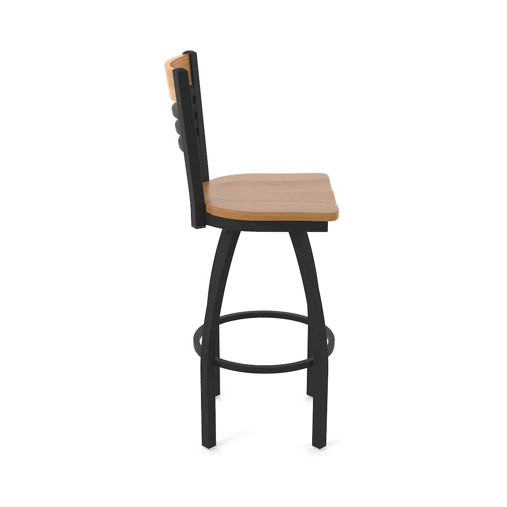 36" Swivel Extra Tall Bar Stool, Black Wrinkle Finish, Medium Back