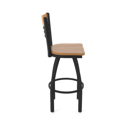 36" Swivel Extra Tall Bar Stool, Black Wrinkle Finish, Medium Back