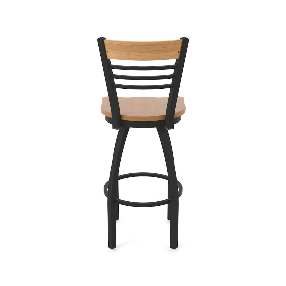 36" Swivel Extra Tall Bar Stool, Black Wrinkle Finish, Medium Back