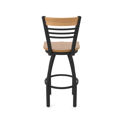 36" Swivel Extra Tall Bar Stool, Black Wrinkle Finish, Medium Back