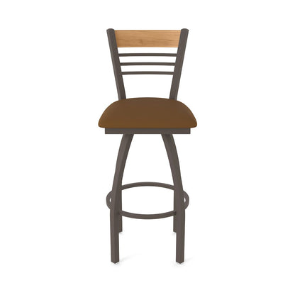 36" Swivel Extra Tall Bar Stool, Bronze Finish, Medium Back, Canter Thatch Seat