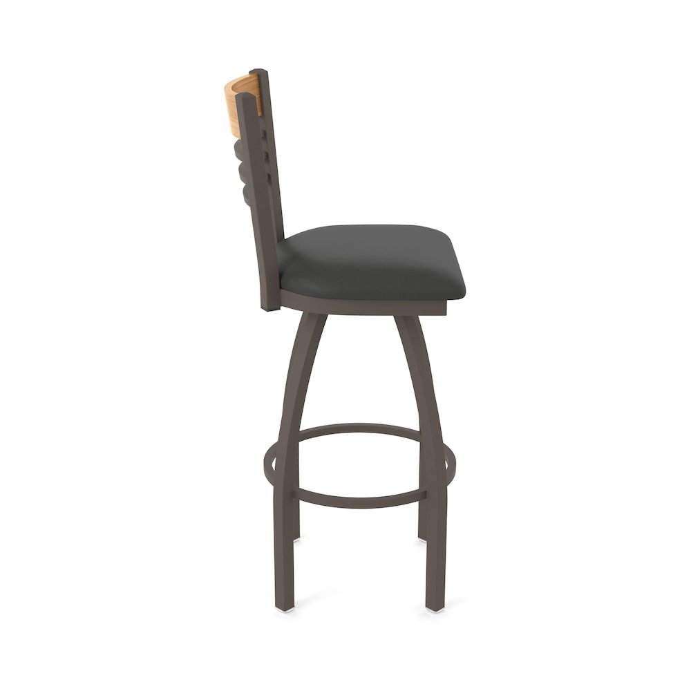 36" Swivel Extra Tall Bar Stool, Bronze Finish, Medium Back, Canter Iron Seat