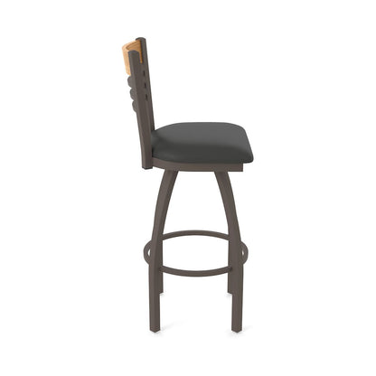 36" Swivel Extra Tall Bar Stool, Bronze Finish, Medium Back, Canter Iron Seat