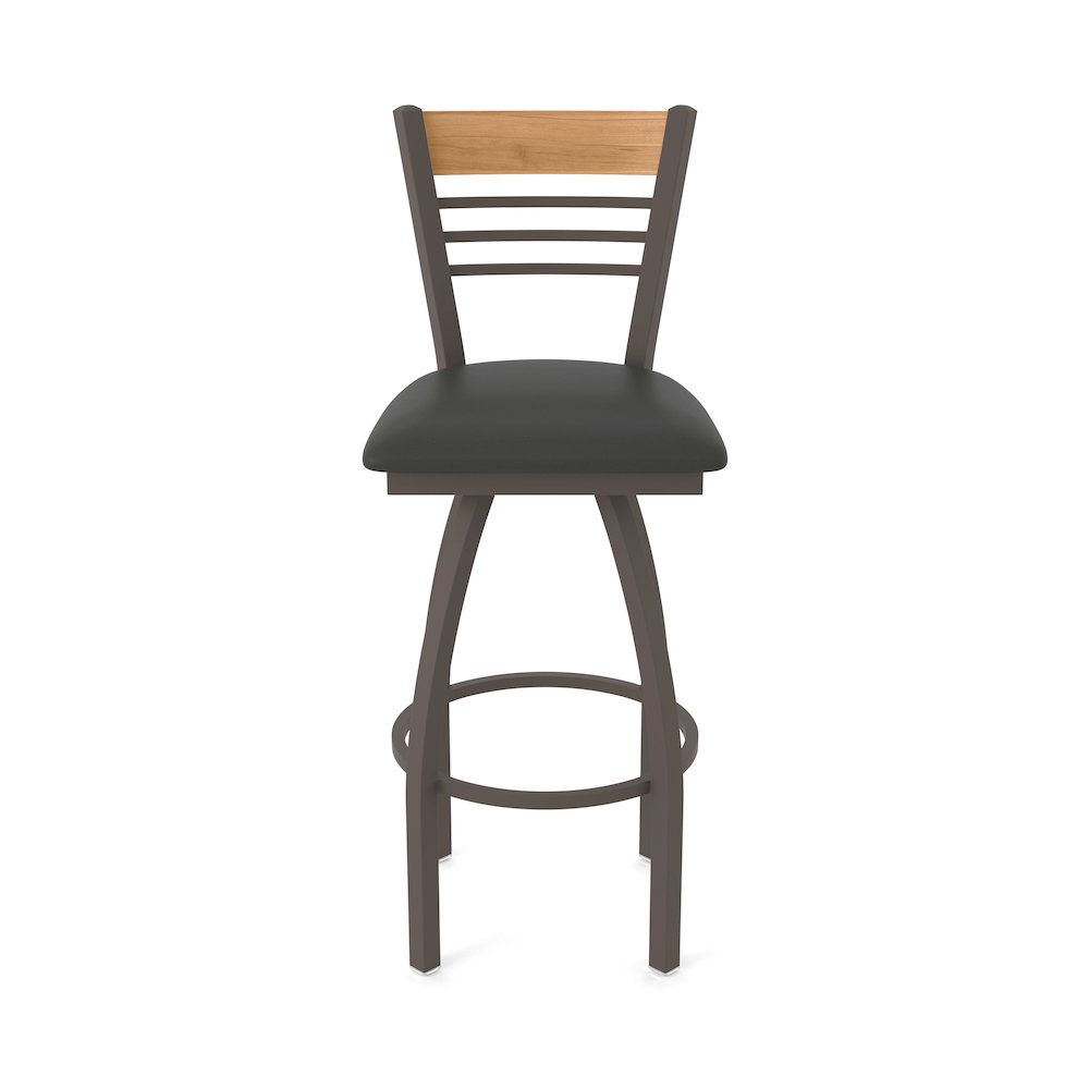 36" Swivel Extra Tall Bar Stool, Bronze Finish, Medium Back, Canter Iron Seat