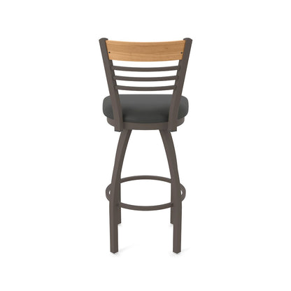 36" Swivel Extra Tall Bar Stool, Bronze Finish, Medium Back, Canter Iron Seat