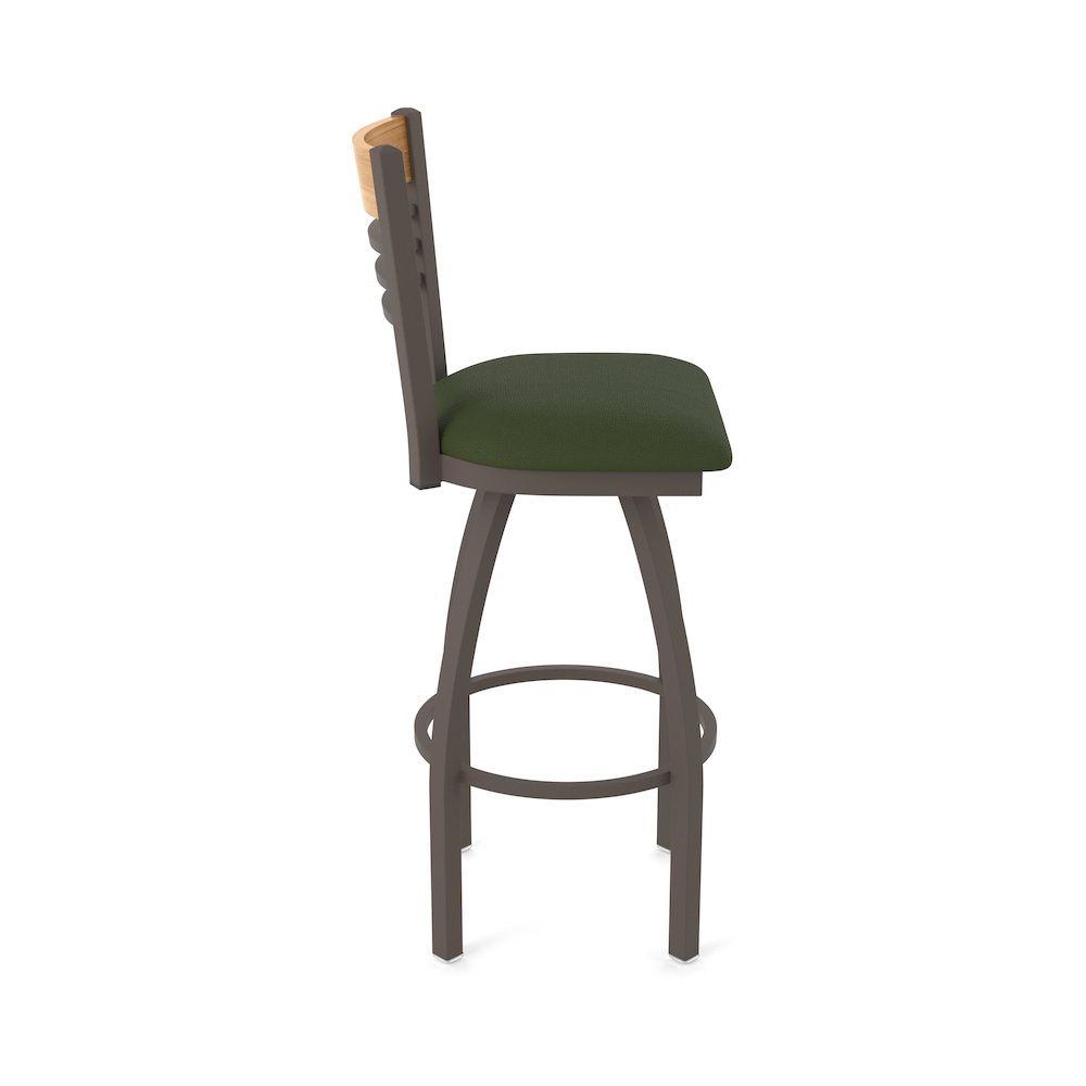 36" Swivel Extra Tall Bar Stool, Bronze Finish, Medium Back, Canter Pine Seat