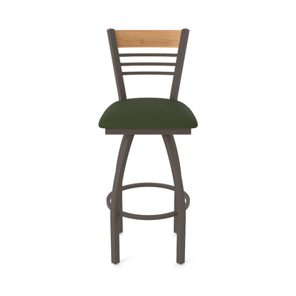 36" Swivel Extra Tall Bar Stool, Bronze Finish, Medium Back, Canter Pine Seat