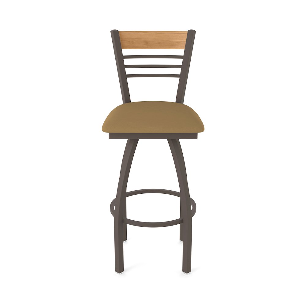 36" Swivel Extra Tall Bar Stool, Bronze Finish, Medium Back, Canter Saddle Seat