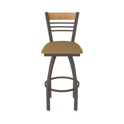 36" Swivel Extra Tall Bar Stool, Bronze Finish, Medium Back, Canter Saddle Seat