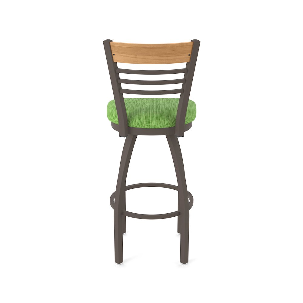 36" Swivel Extra Tall Bar Stool, Bronze Finish, Medium Back, Graph Parrot Seat