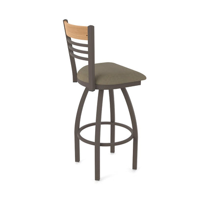 36" Swivel Extra Tall Bar Stool, Bronze Finish, Medium Back, Graph Cork Seat