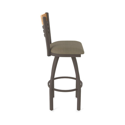 36" Swivel Extra Tall Bar Stool, Bronze Finish, Medium Back, Graph Cork Seat