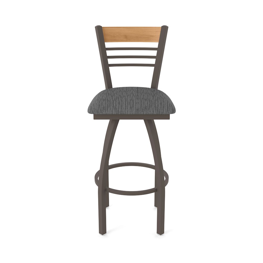 36" Swivel Extra Tall Bar Stool, Bronze Finish, Medium Back, Graph Coal Seat
