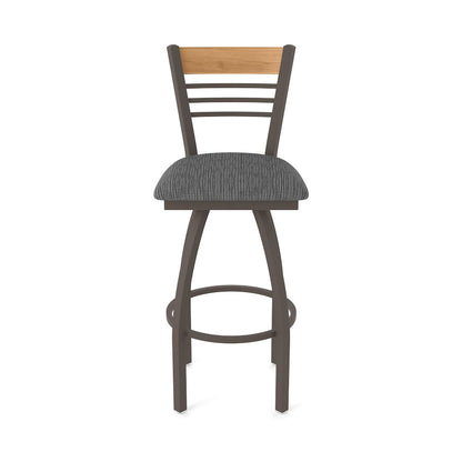36" Swivel Extra Tall Bar Stool, Bronze Finish, Medium Back, Graph Coal Seat