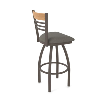 36" Swivel Extra Tall Bar Stool, Bronze Finish, Medium Back, Graph Chalice Seat