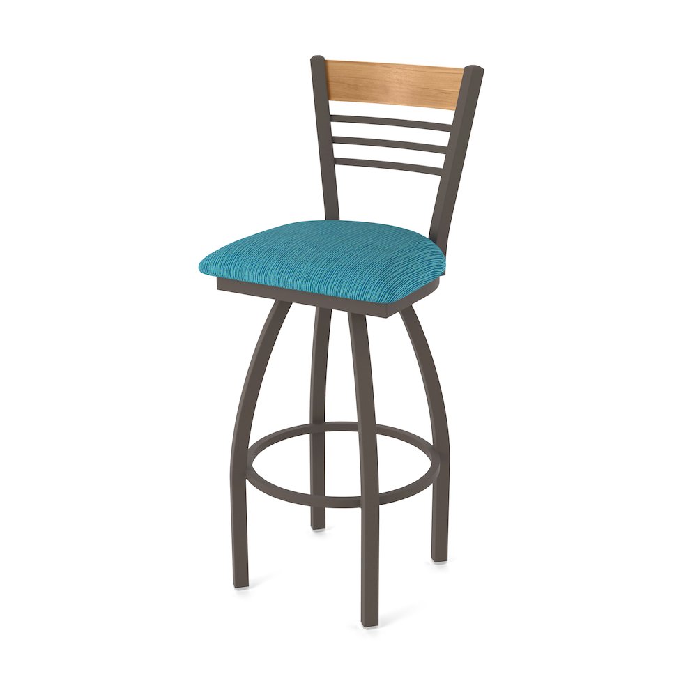 36" Swivel Extra Tall Bar Stool, Bronze Finish, Medium Back, Graph Tidal Seat