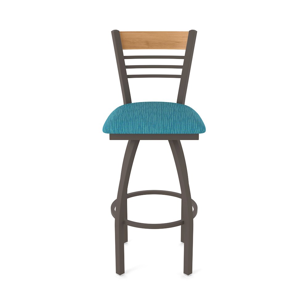 36" Swivel Extra Tall Bar Stool, Bronze Finish, Medium Back, Graph Tidal Seat