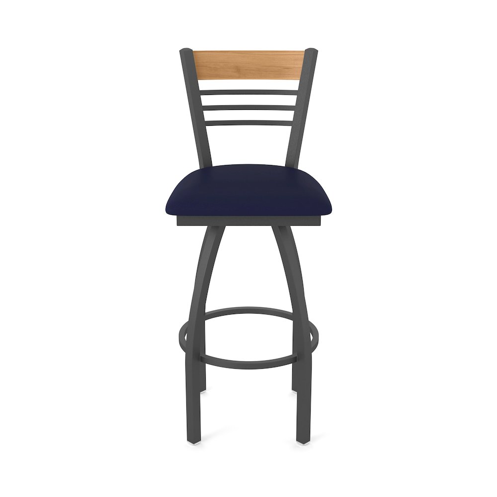 36" Swivel Extra Tall Bar Stool, Pewter Finish, Medium Back