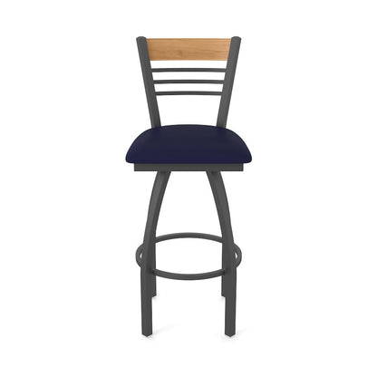 36" Swivel Extra Tall Bar Stool, Pewter Finish, Medium Back
