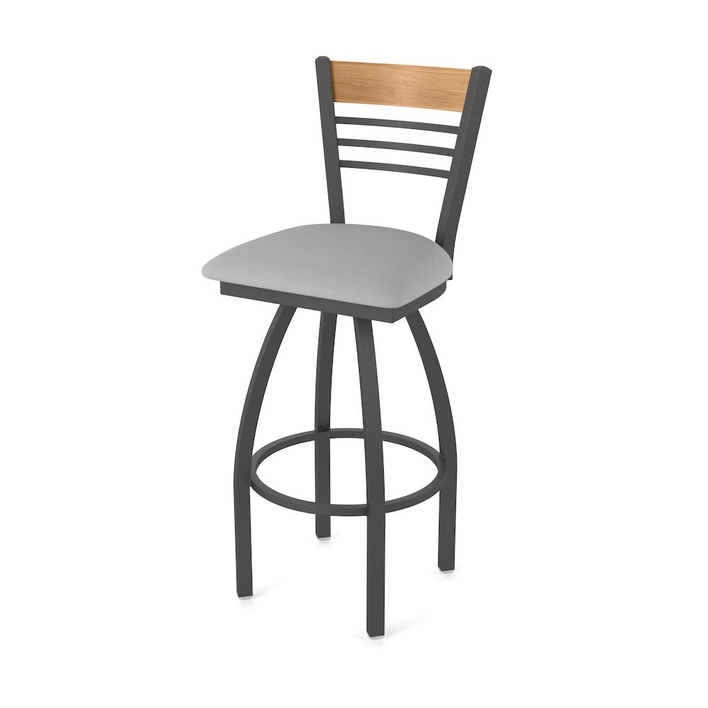 36" Swivel Extra Tall Bar Stool, Pewter Finish, Medium Back