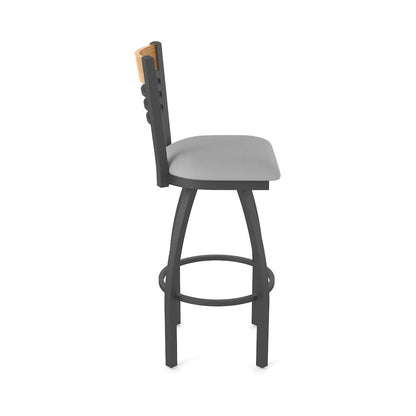 36" Swivel Extra Tall Bar Stool, Pewter Finish, Medium Back