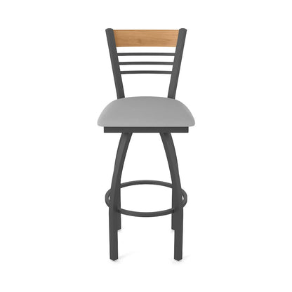 36" Swivel Extra Tall Bar Stool, Pewter Finish, Medium Back
