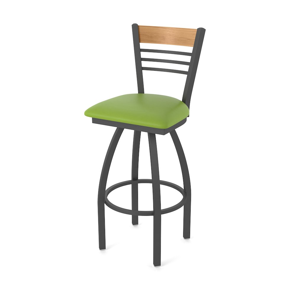 36" Swivel Extra Tall Bar Stool, Pewter Finish, Medium Back