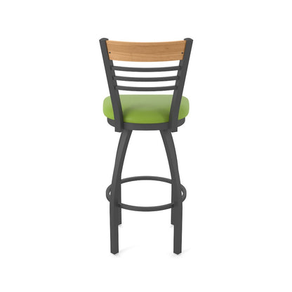36" Swivel Extra Tall Bar Stool, Pewter Finish, Medium Back