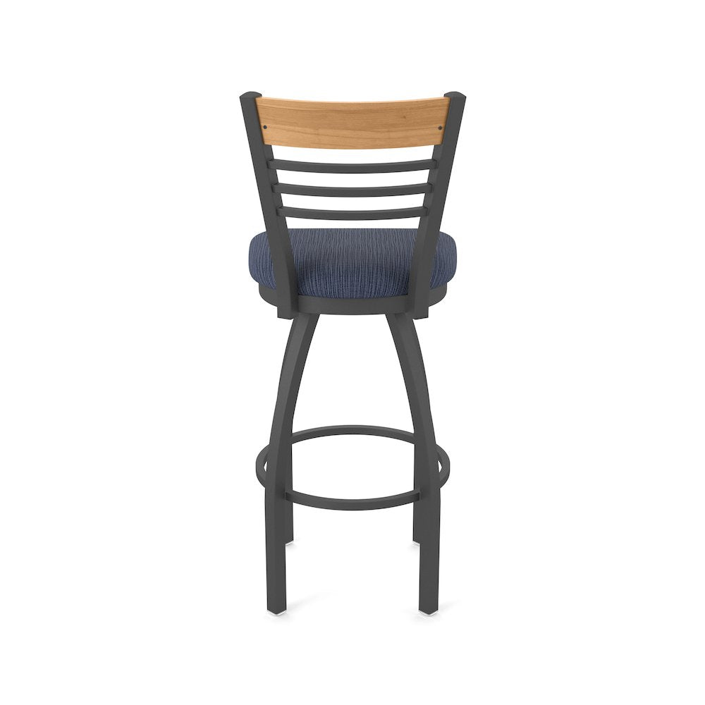 36" Swivel Extra Tall Bar Stool, Pewter Finish, Medium Back, Graph Anchor Seat