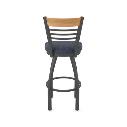 36" Swivel Extra Tall Bar Stool, Pewter Finish, Medium Back, Graph Anchor Seat