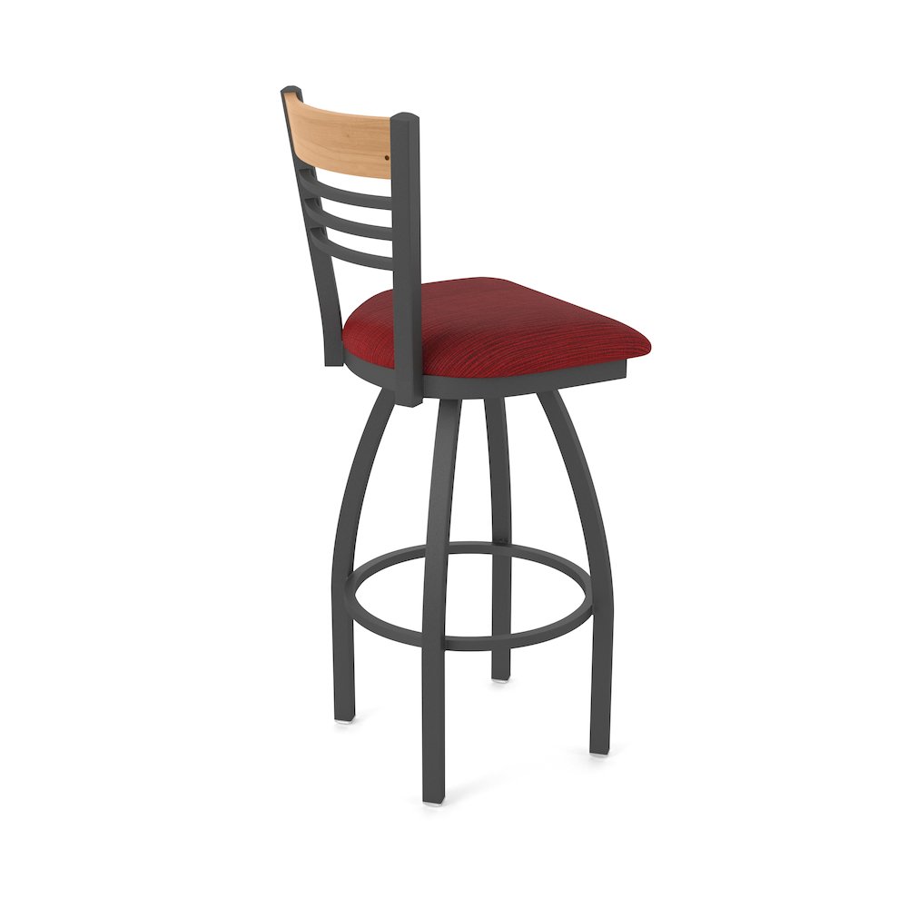 36" Swivel Extra Tall Bar Stool, Pewter Finish, Medium Back, Graph Ruby Seat