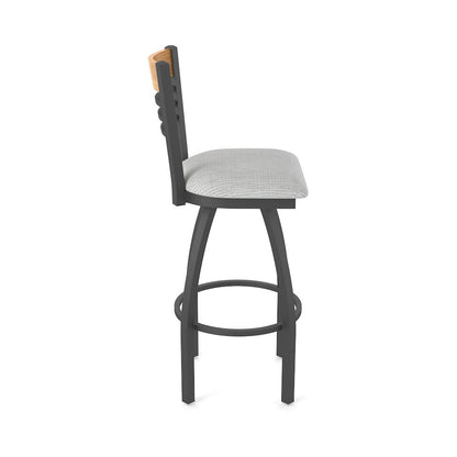 36" Swivel Extra Tall Bar Stool, Pewter Finish, Medium Back, Graph Alpine Seat