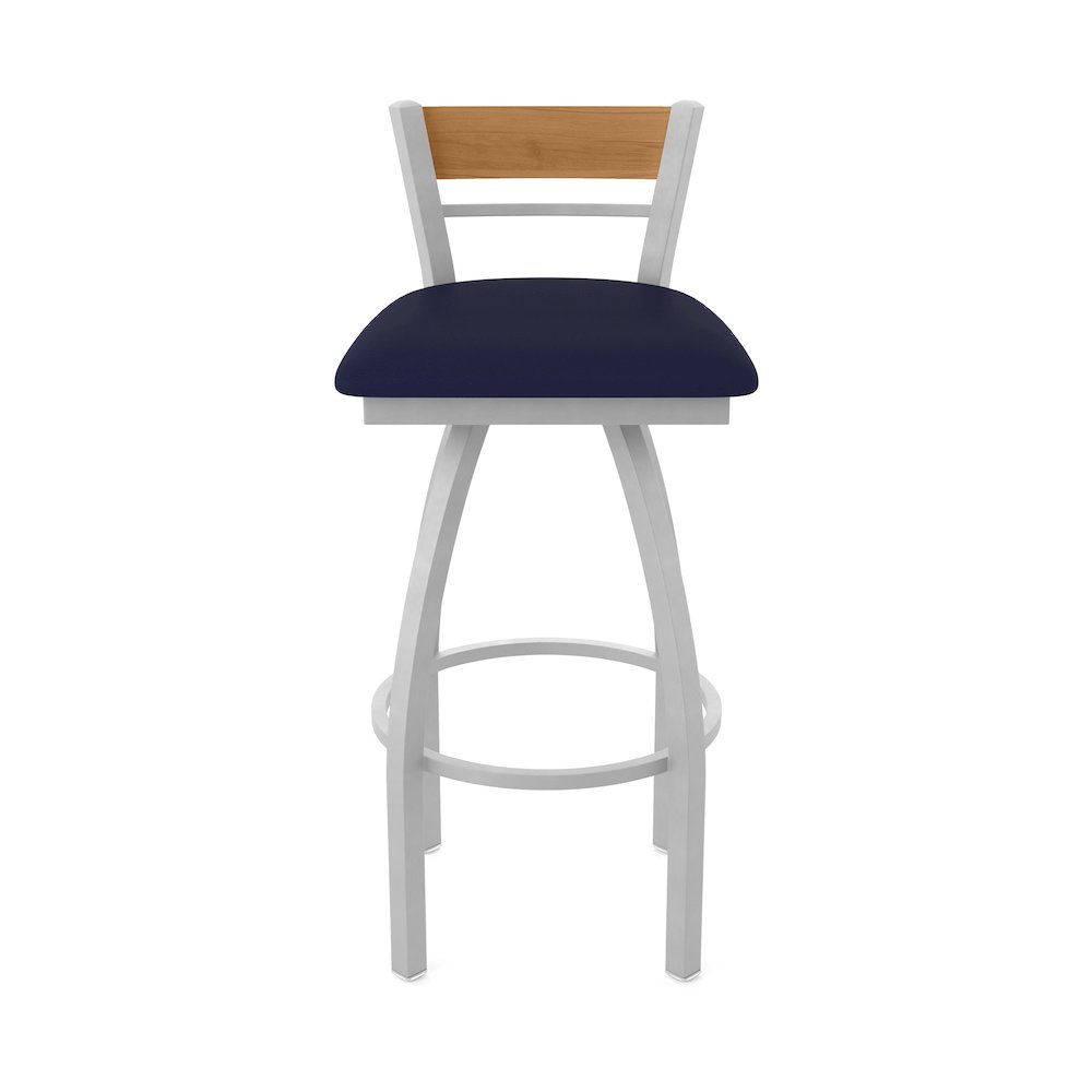 36" Swivel Extra Tall Bar Stool, Anodized Nickel Finish, Medium Back