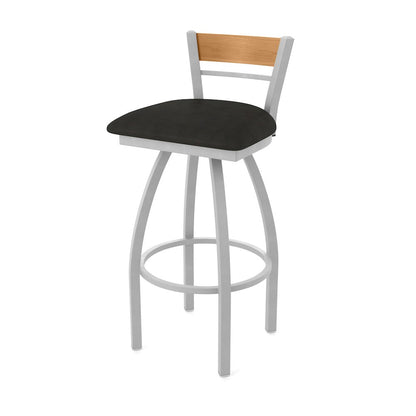 36" Swivel Extra Tall Bar Stool, Anodized Nickel Finish, Medium Back