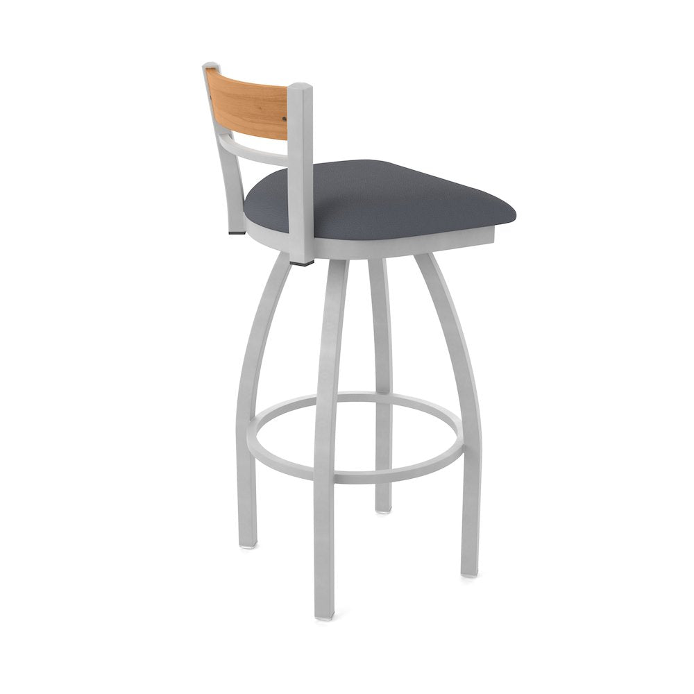 36" Swivel Extra Tall Bar Stool, Anodized Nickel Finish, Medium Back