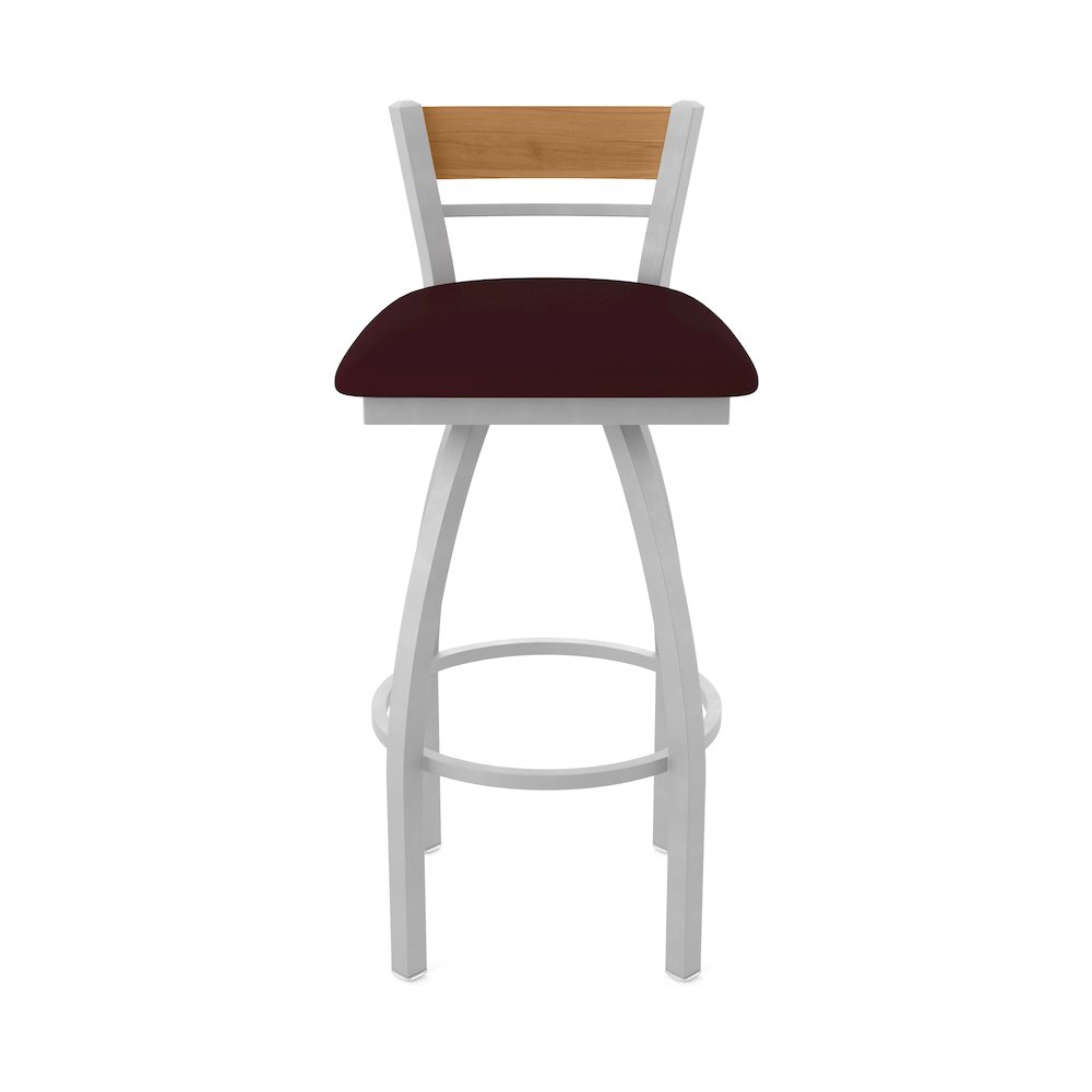 36" Swivel Extra Tall Bar Stool, Anodized Nickel Finish, Medium Back