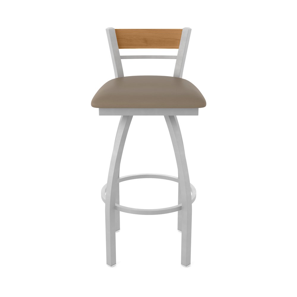 36" Swivel Extra Tall Bar Stool, Anodized Nickel Finish, Medium Back