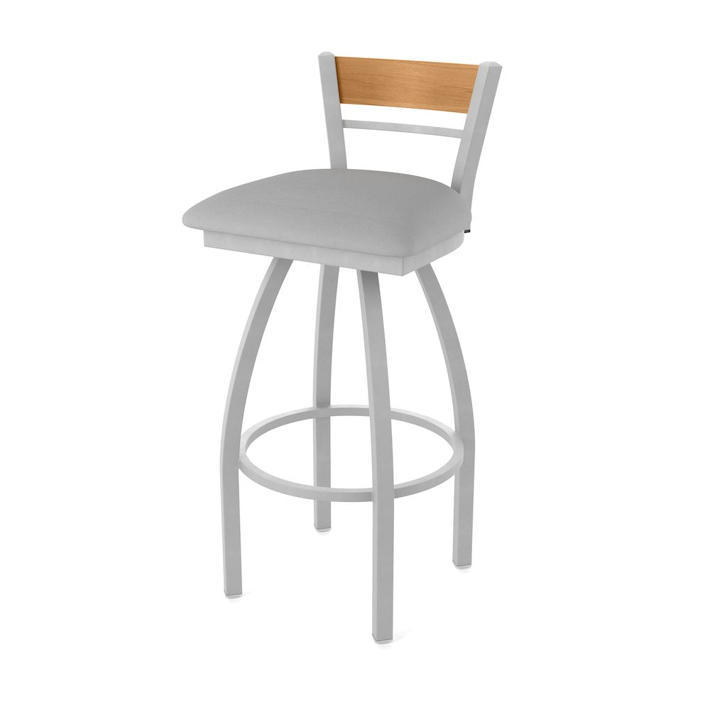 36" Swivel Extra Tall Bar Stool, Anodized Nickel Finish, Medium Back