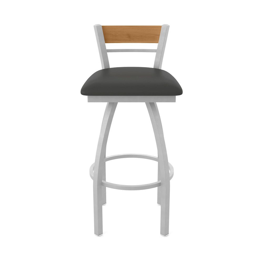 36" Swivel Extra Tall Bar Stool, Anodized Nickel Finish, Medium Back