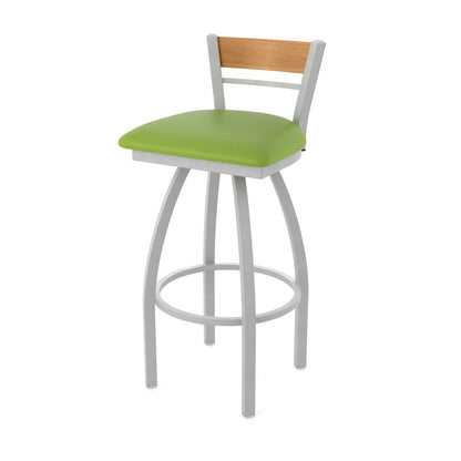 36" Swivel Extra Tall Bar Stool, Anodized Nickel Finish, Medium Back