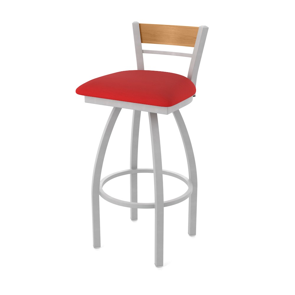36" Swivel Extra Tall Bar Stool, Anodized Nickel Finish, Medium Back