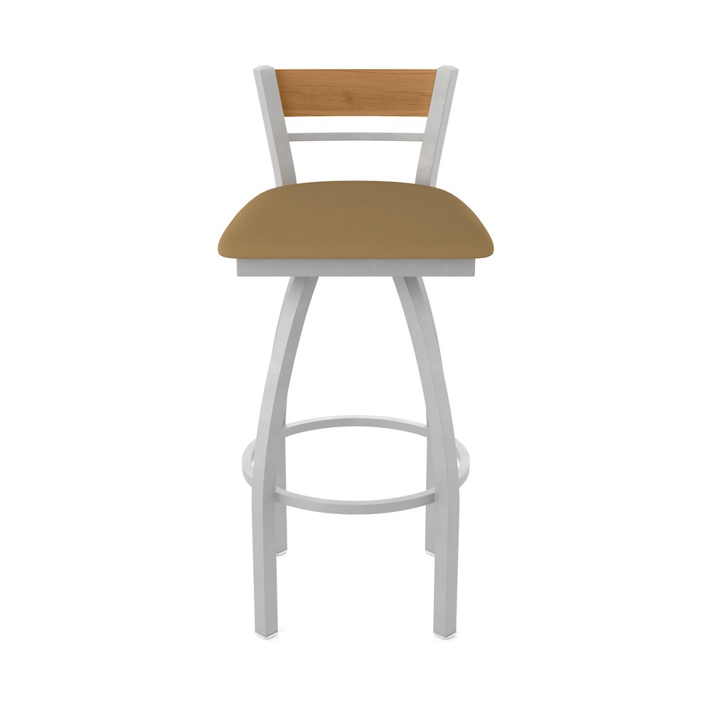 36" Swivel Extra Tall Bar Stool, Anodized Nickel Finish, Medium Back