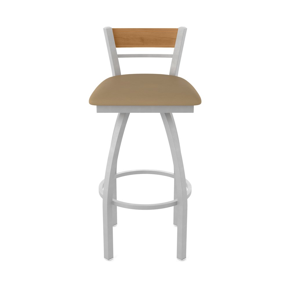 36" Swivel Extra Tall Bar Stool, Anodized Nickel Finish, Medium Back