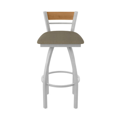 36" Swivel Extra Tall Bar Stool, Anodized Nickel Finish, Medium Back