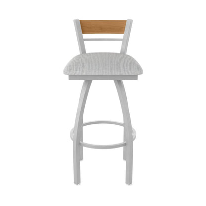 36" Swivel Extra Tall Bar Stool, Anodized Nickel Finish, Medium Back
