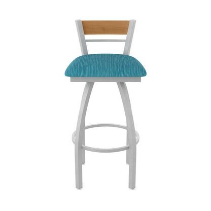 36" Swivel Extra Tall Bar Stool, Anodized Nickel Finish, Medium Back
